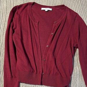 LOFT Women's Deep Red Cardigan